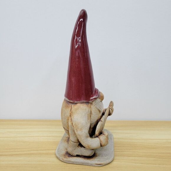 Vintage Gnome Playing a Guitar Pottery  Sculpture Figurine - Signed by Artist - Picture 14 of 15